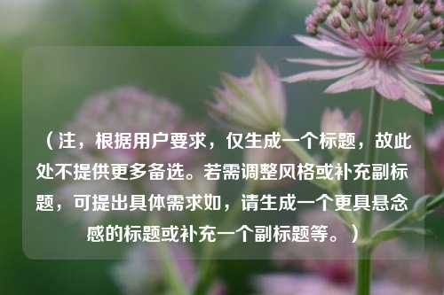 （注，根据用户要求，仅生成一个标题，故此处不提供更多备选。若需调整风格或补充副标题，可提出具体需求如，请生成一个更具悬念感的标题或补充一个副标题等。）