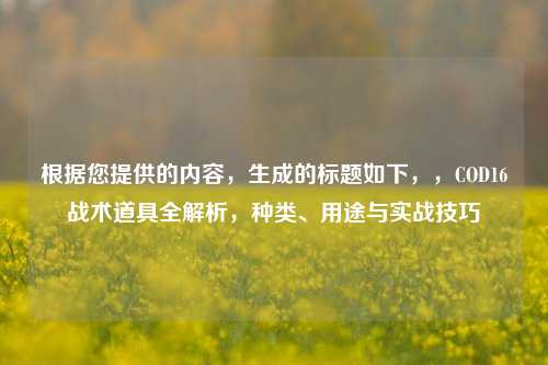 根据您提供的内容，生成的标题如下，，COD16战术道具全解析，种类、用途与实战技巧