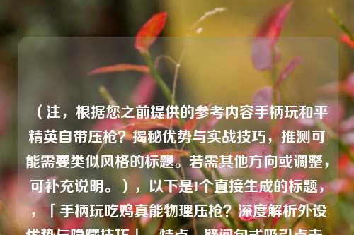 （注，根据您之前提供的参考内容手柄玩和平精英自带压枪？揭秘优势与实战技巧，推测可能需要类似风格的标题。若需其他方向或调整，可补充说明。），以下是1个直接生成的标题，，「手柄玩吃鸡真能物理压枪？深度解析外设优势与隐藏技巧」，特点，疑问句式吸引点击，关键词物理压枪外设突出争议点，深度解析强化干货感）