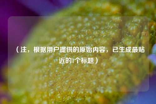 （注，根据用户提供的原始内容，已生成最贴近的1个标题）