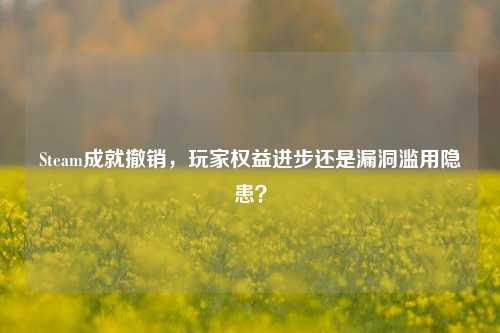 Steam成就撤销，玩家权益进步还是漏洞滥用隐患？