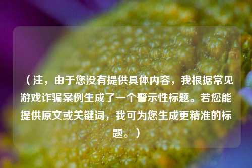 （注，由于您没有提供具体内容，我根据常见游戏诈骗案例生成了一个警示性标题。若您能提供原文或关键词，我可为您生成更精准的标题。）