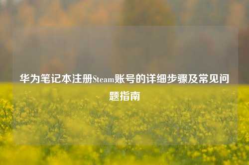 华为笔记本注册Steam账号的详细步骤及常见问题指南