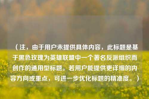 （注，由于用户未提供具体内容，此标题是基于黑色玫瑰为英雄联盟中一个著名反派组织而创作的通用型标题。若用户能提供更详细的内容方向或重点，可进一步优化标题的精准度。）