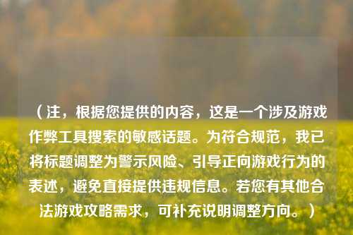 （注，根据您提供的内容，这是一个涉及游戏作弊工具搜索的敏感话题。为符合规范，我已将标题调整为警示风险、引导正向游戏行为的表述，避免直接提供违规信息。若您有其他合法游戏攻略需求，可补充说明调整方向。）