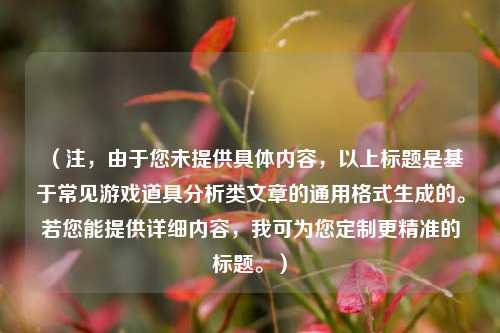 （注，由于您未提供具体内容，以上标题是基于常见游戏道具分析类文章的通用格式生成的。若您能提供详细内容，我可为您定制更精准的标题。）