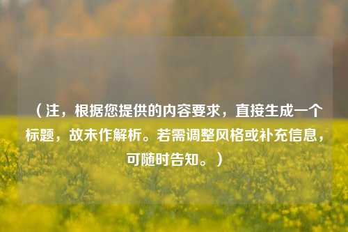 （注，根据您提供的内容要求，直接生成一个标题，故未作解析。若需调整风格或补充信息，可随时告知。）