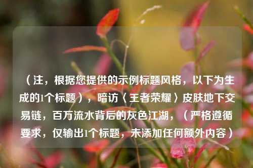 （注，根据您提供的示例标题风格，以下为生成的1个标题），暗访〈王者荣耀〉皮肤地下交易链，百万流水背后的灰色江湖，（严格遵循要求，仅输出1个标题，未添加任何额外内容）