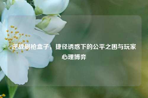 逆战刷枪盒子，捷径诱惑下的公平之困与玩家心理博弈