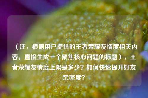 （注，根据用户提供的王者荣耀友情度相关内容，直接生成一个聚焦核心问题的标题），王者荣耀友情度上限是多少？如何快速提升好友亲密度？