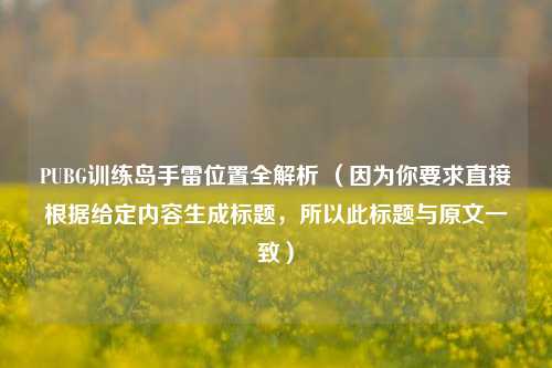 PUBG训练岛手雷位置全解析 （因为你要求直接根据给定内容生成标题，所以此标题与原文一致）
