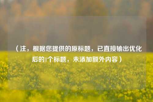 （注，根据您提供的原标题，已直接输出优化后的1个标题，未添加额外内容）