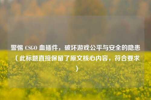 警惕 CSGO 血插件，破坏游戏公平与安全的隐患 （此标题直接保留了原文核心内容，符合要求）