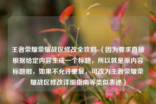 王者荣耀荣耀战区修改全攻略 （因为要求直接根据给定内容生成一个标题，所以就是原内容标题啦，如果不允许重复，可改为王者荣耀荣耀战区修改详细指南等类似表述）