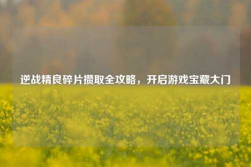 逆战精良碎片攒取全攻略,开启游戏宝藏大门