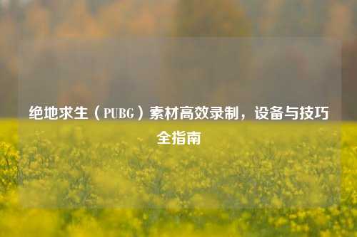 绝地求生（PUBG）素材高效录制，设备与技巧全指南