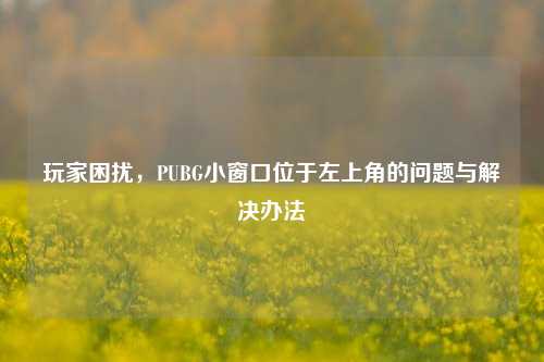 玩家困扰，PUBG小窗口位于左上角的问题与解决办法