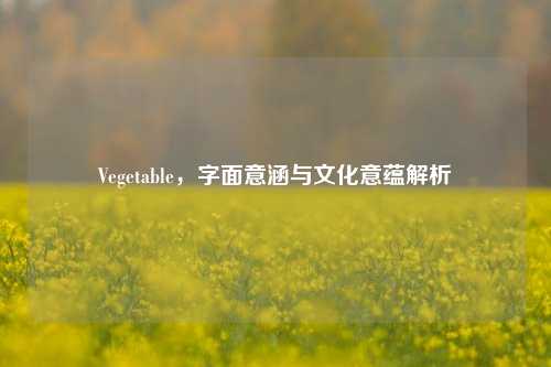 Vegetable,字面意涵与文化意蕴解析