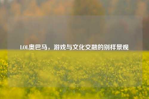 LOL奥巴马，游戏与文化交融的别样景观