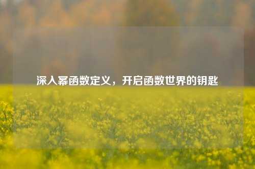 深入幂函数定义,开启函数世界的钥匙