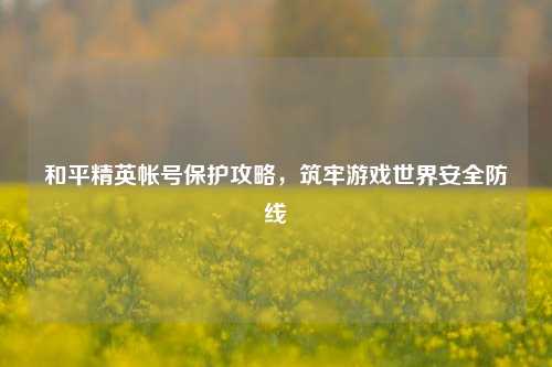 和平精英帐号保护攻略，筑牢游戏世界安全防线