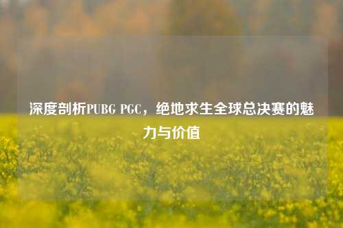 深度剖析PUBG PGC，绝地求生全球总决赛的魅力与价值