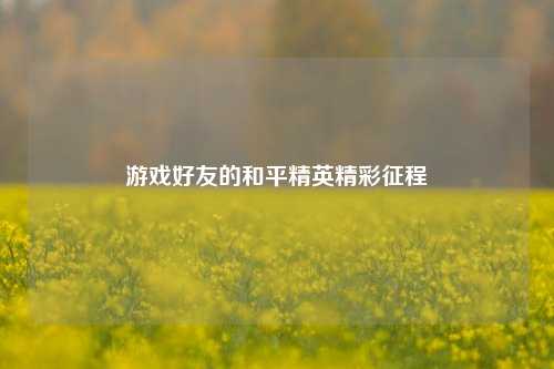 游戏好友的和平精英精彩征程