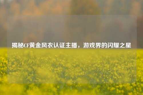 揭秘CF黄金风衣认证主播，游戏界的闪耀之星