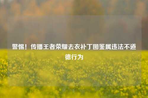 警惕！传播王者荣耀去衣补丁图鉴属违法不道德行为