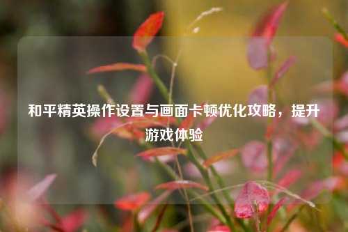 和平精英操作设置与画面卡顿优化攻略，提升游戏体验