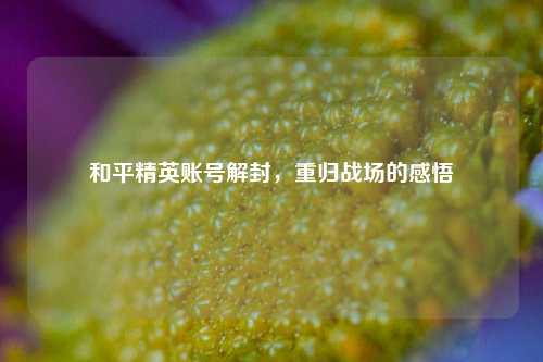 和平精英账号解封，重归战场的感悟