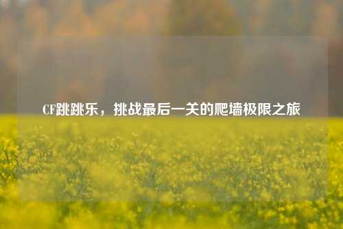 CF跳跳乐，挑战最后一关的爬墙极限之旅