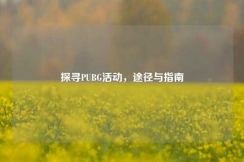 探寻PUBG活动，途径与指南