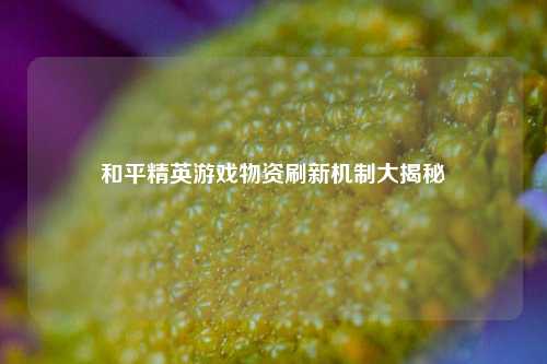 和平精英游戏物资刷新机制大揭秘