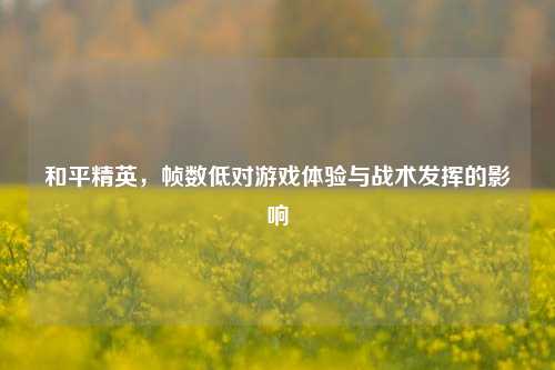 和平精英，帧数低对游戏体验与战术发挥的影响