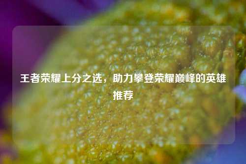 王者荣耀上分之选，助力攀登荣耀巅峰的英雄推荐