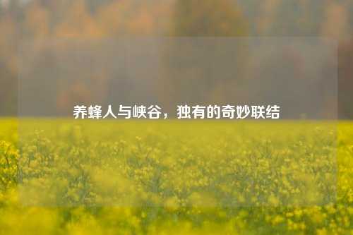 养蜂人与峡谷，独有的奇妙联结