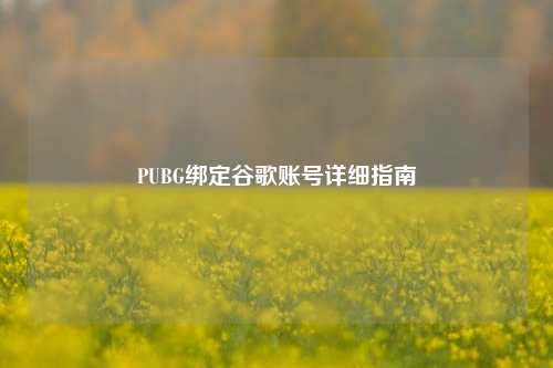 PUBG绑定谷歌账号详细指南