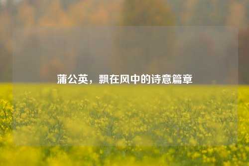 蒲公英,飘在风中的诗意篇章