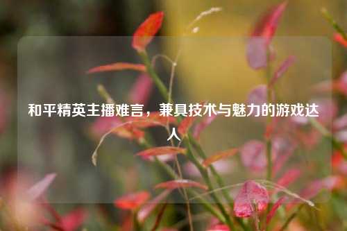 和平精英主播难言，兼具技术与魅力的游戏达人