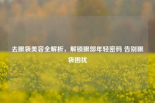 去眼袋美容全解析，解锁眼部年轻密码 告别眼袋困扰