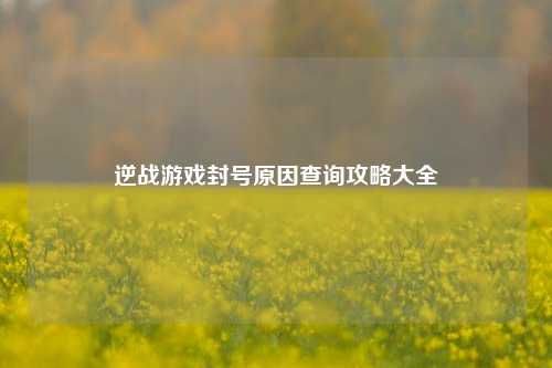 逆战游戏封号原因查询攻略大全