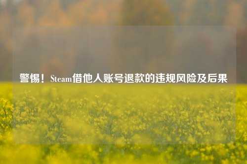 警惕！Steam借他人账号退款的违规风险及后果