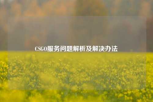CSGO服务问题解析及解决办法