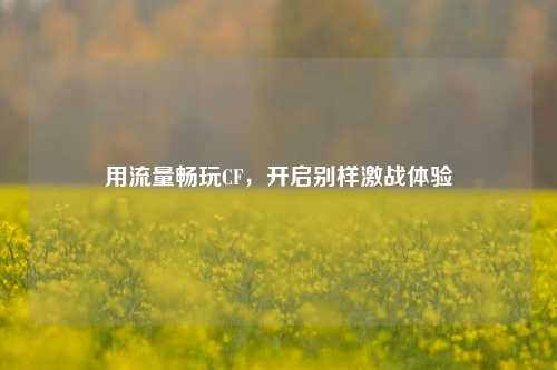 用流量畅玩CF，开启别样激战体验